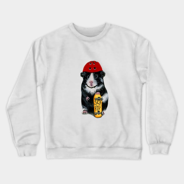 Sk8 Pig Crewneck Sweatshirt by Tasmin Bassett Art